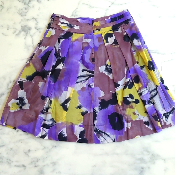 NWOT. The Limited Cotton/Silk Multi Color Patterned Pleated Skirt with lining. - Picture 2 of 6